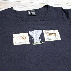 Jason‎ Maxwell Top Size Small Safari Animals Black
